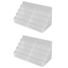 2X Business Card Holder,8 Pocket Acrylic Business Card Holder for Desk Business Card Stand Desktop Business Card Holders
