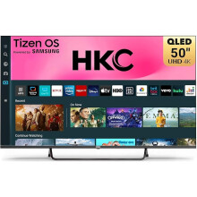 HKC 50 inch 4K QLED Smart TV, Tizen OS UHD Central Stand Design Television with AppleTV+ Netflix Freeview Gaming Hub, MEMC HDR10 Ideal Large Screen