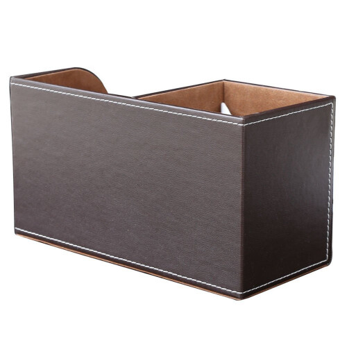 3Pcs PU Leather Multi-Function Desk Stationery Organizer Storage Box Pen/Pencil,Cell Phone, (Brown-Flannel) 2