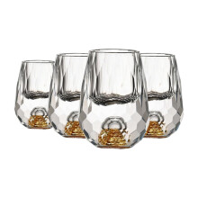 Crystal Shot Glasses with 24K Gold Leaf Detailing, 0.5oz Set of 4, Elegant Collectible Gift