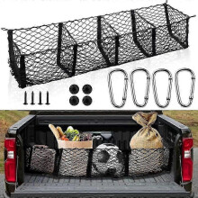 (As show, One size) Pick Up Truck Cargo Net 4 Compartment Storage Net with Hooks for Most Cars (150x30)