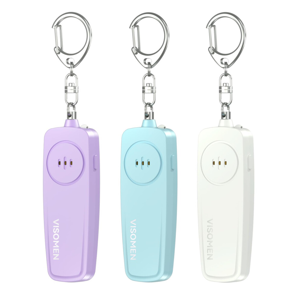 Safety Alarm 3 Pack 130Db Loud Siren With Led Light Self Defense Keychain For Women 9169991133324