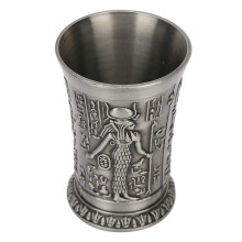 Vintage Whiskey Shot Glass HandEmbossed Metal Texture Retro Antique Silver Gift Cup