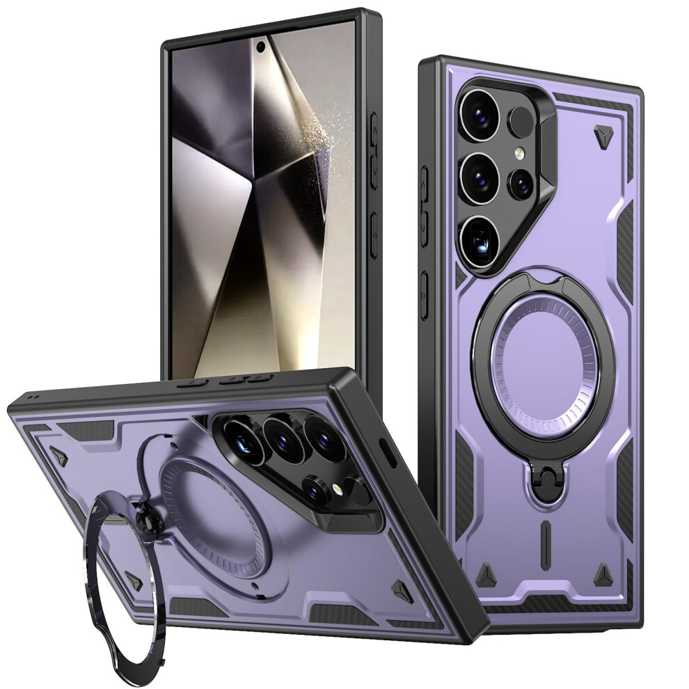 Case For Samsung Galaxy S25 Ultra Magsafe Compatible Shockproof Ring Holder Kickstand Purple 9073542363682