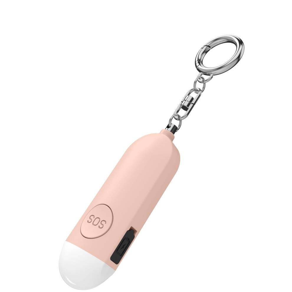 Safety Alarm For Women With 130Db Loud Siren Led Light Rechargeable Self Defense Keychain Pink 9092120870145