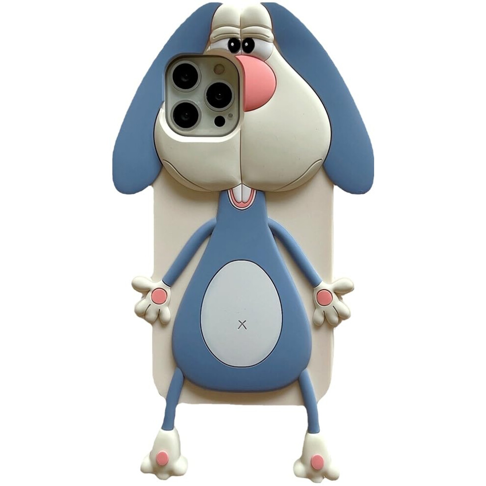 Silicone Case For Iphone 16 Cute 3D Cartoon Bunny Bucktooth Soft Cover With Drop Protection Design Blue 9169991077093