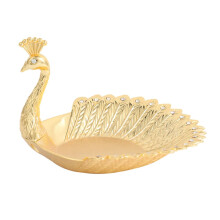 Gold Fruit Serving Plate with Elegant Golden Finish, Small Metal Snack Dish for Home and Parties