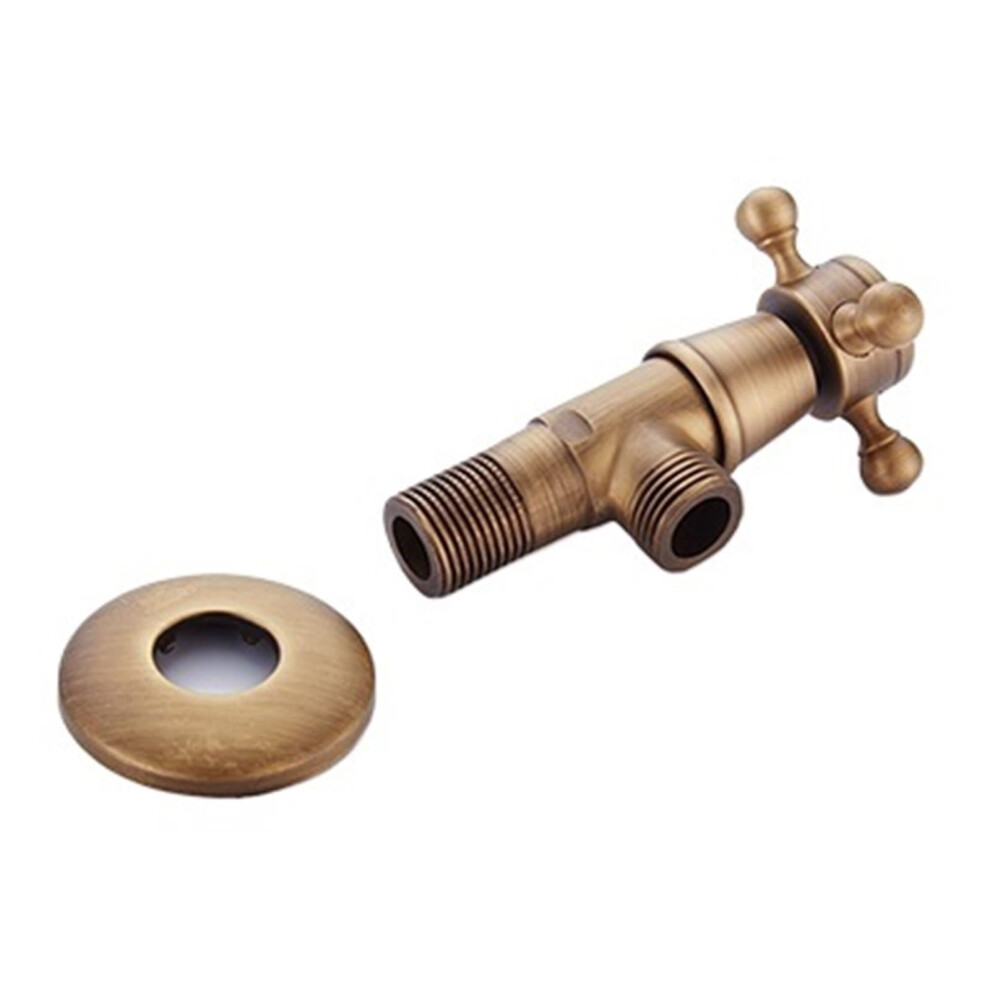 Antique Brass Faucet Valve 1/2 Inch Angle Stop For Bathroom Sink With Leak Prevention Seal 9169991133522