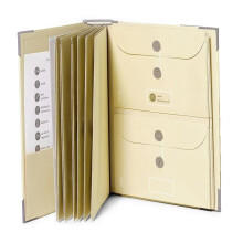 File Folders with Labels,Cute Paper Organizer with Zipper Pouch, Portable Documents Organizer for Home Office,Khaki