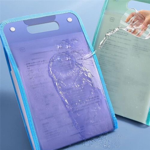 4PCS Extended Waterproof Folder, Vertical File Manager with Handle 13 Pocket A4 Multi-Page Portable Office Folders A 2