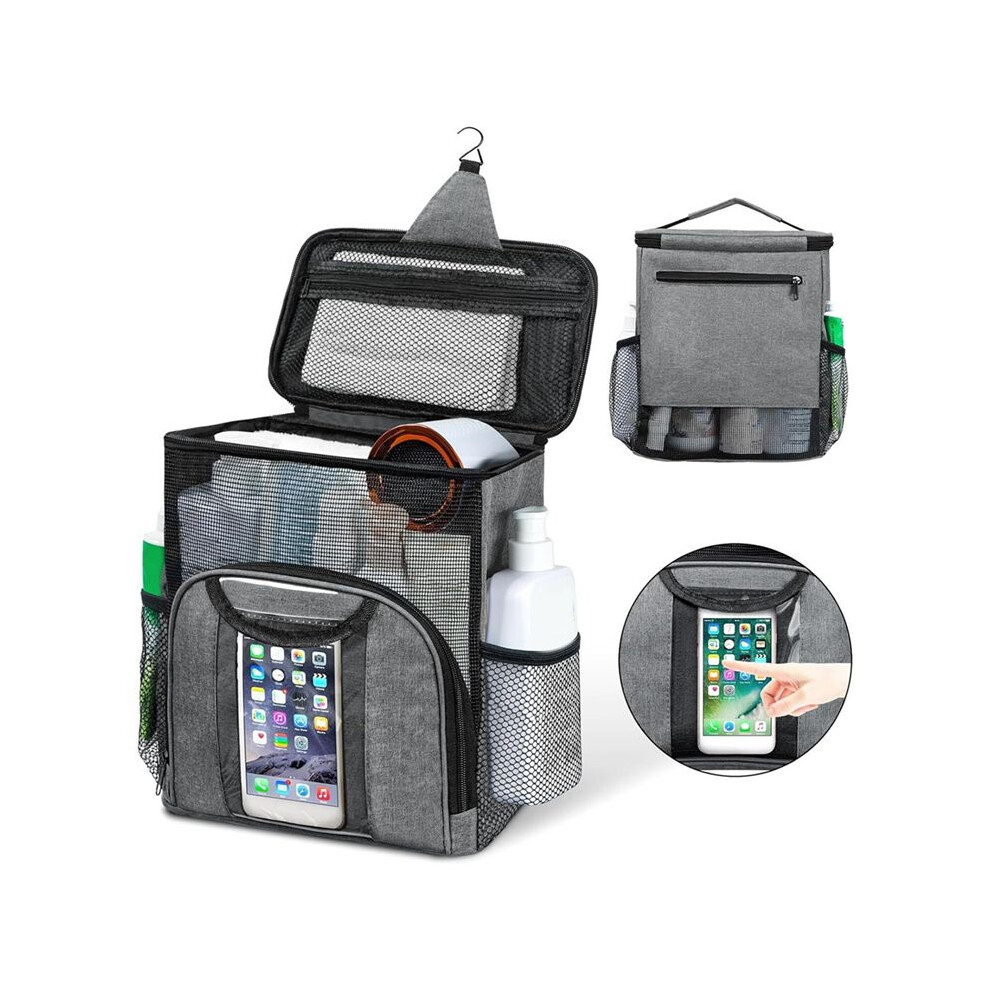Large Capacity Portable Shower Dorm For College Essentials, Separate Compartment Hanging Toiletry Bag Gray 4852693509843