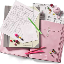 Aktenordner mit Etiketten, Süßer Papier-Organizer mit Reißverschlusstasche, Tragbarer Dokumenten-Organizer für das Home-Office, Rosa