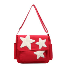 Sac Messager pour Femme Design Étoile Réglable Mignon Sac Messager avec Poches Latérales Sacs à Bandoulière Zippés Rouge