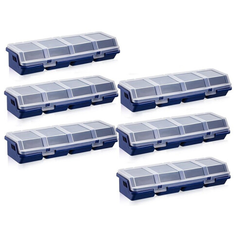 6 Pack Screw Organizer Box with Lids 4 Compartments Tool Bin Divider Compartment Containers Sorting Screw Toolbox Case