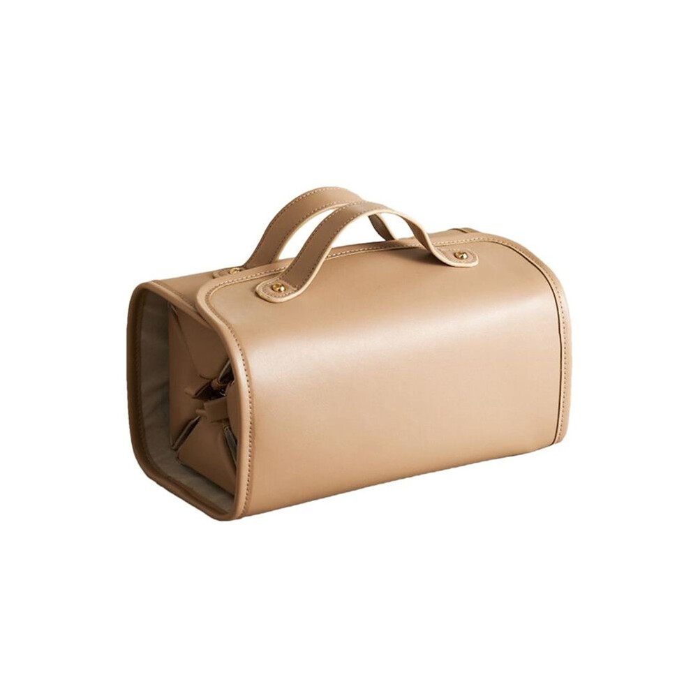 Brown Large Capacity Travel Makeup Bag Organizer Pouch With Foldable Design Waterproof Toiletry And Make Bag