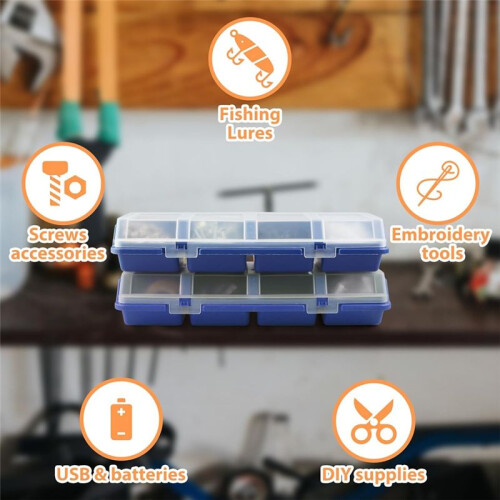 6 Pack Screw Organizer Box with Lids 4 Compartments Tool Bin Divider Compartment Containers Sorting Screw Toolbox Case 1