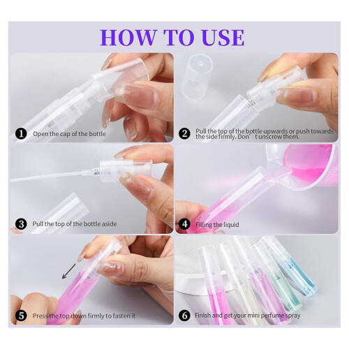 60PCS  Sprays Bottle, 3ml 5ml  Clear Plastic Sprays Bottle Empty Small Empty Sample Containers Bottle 1