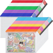 Bolsa para Documentos de Malla con Cremallera de 10 Colores Bolsa de Malla Tamaño Carta A4, Bolsa Impermeable con Cremallera para Documentos, 36