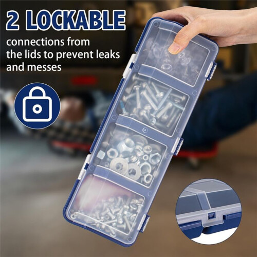 6Pack Screw Organizer Box with Lids 4 Compartments Tool Bin Divider Compartment Containers Sorting Screw Toolbox Case 2