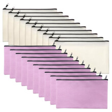 50pcs Canvas Zipper Pouch Blank DIY Bag Canvas Makeup Bags Multipurpose Pouch Toiletry Tote Bag for Makeup Travel
