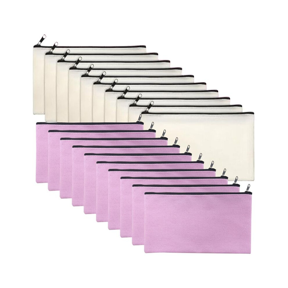 50pcs Canvas Zipper Pouch Blank DIY  Bag Canvas Makeup Bags Multipurpose Pouch Toiletry Tote Bag for Makeup Travel