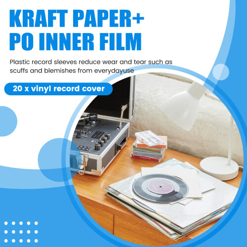 20 Unidades de Capa Protetora para Disco de Vinil de 12 Polegadas, Papel Antiestático À Prova de Poeira e CD Player com Bolsa Interna 2