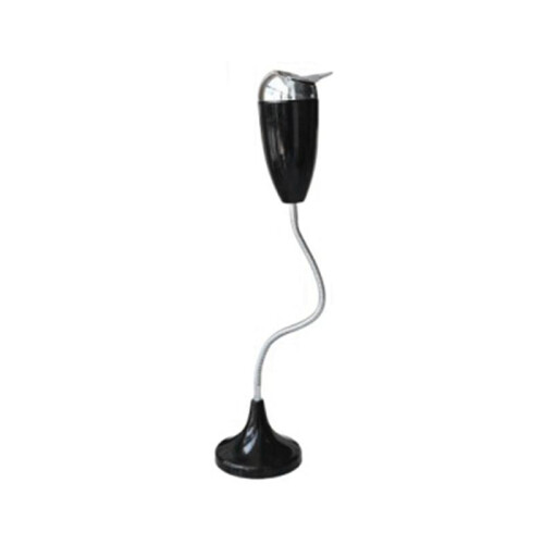 Floor Adjustable Vertical Ashtray Outdoor Courtyard Windproof Vertical Ashtray with Lid Bendable Pipe Black