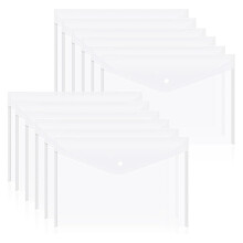 12 Buste per Documenti In Plastica con Chiusura A Scatto per Documenti Formato A4, Cartelle In Polietilene per Scuola e Forniture D