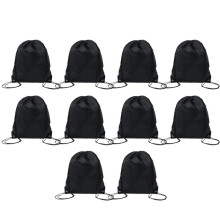 Polyester Drawstring Bag Sports Drawstring Bag Storage Bag Drawstring Bag Deep Black