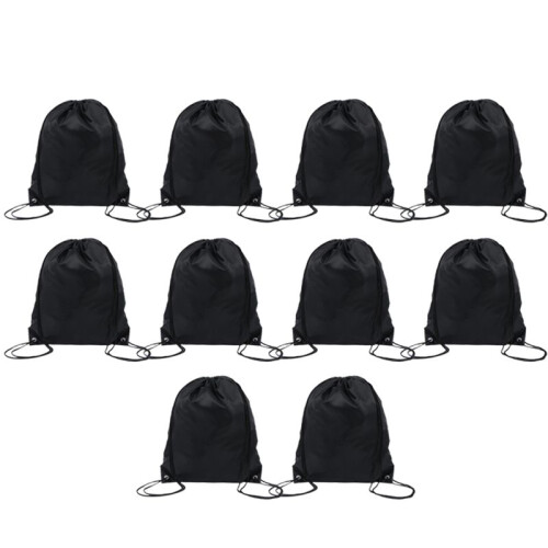 Polyester Drawstring Bag Sports  Drawstring Bag Storage Bag Drawstring Bag Deep Black
