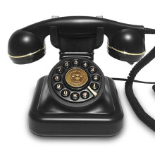 Europäisches Retro-Hochzeits-Audio-Nachrichtenbuch, Geburtstagssegensnachricht, Dekorationstelefon, Sprach-Gästebuch, Telefon, Schwarz