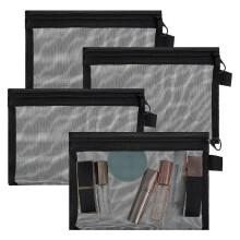 4pcs Mesh Zipper Bags,Mesh Zipper Pouch Small Zipper Bags Nylon Zipper Pouch Mesh Makeup Bag for Home Office