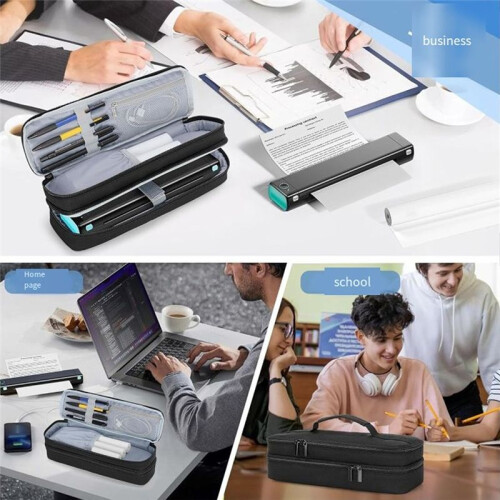Portable Printer Case for Phomemo M08F, Itari M832, JADENS, Aixiqee, MUNBYN Double-Layers Mobile Printer Storage Bag 2
