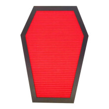 Coffin Letter Board with and Seasons Emojis Wooden Frame, Halloween Decoration Gothic Decor Spooky Gift Red