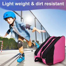 Bolsa para Patines de Hielo, Patines en Línea y Accesorios para Patines, Bolsa para Patines Transpirable + Correa de Hombro Ajustable Rosa Rojo