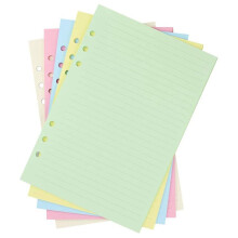 A5 Pastilhas de Recarga Coloridas com 6 Furos Perfurados para Pasta Organizadora, Papel de Preenchimento de Folha Solta de 5 Cores, 50 Folhas