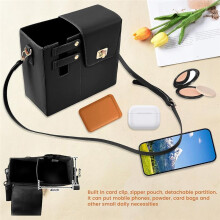 Leather Crossbody Water Cup Storage Bag with Adjustable Shoulder Strap Black