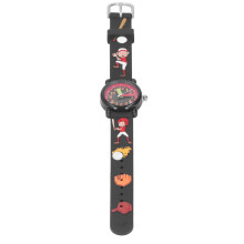 3D Cartoon-Kinderuhr für Jungen, Baseball-Muster, 20,6 cm, Schwarz