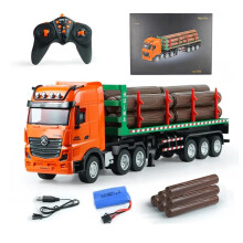 RC Timber Transport Truck 1:18 Scale with Trailer, 9CH Remote Control, Lights and Sound for Adults