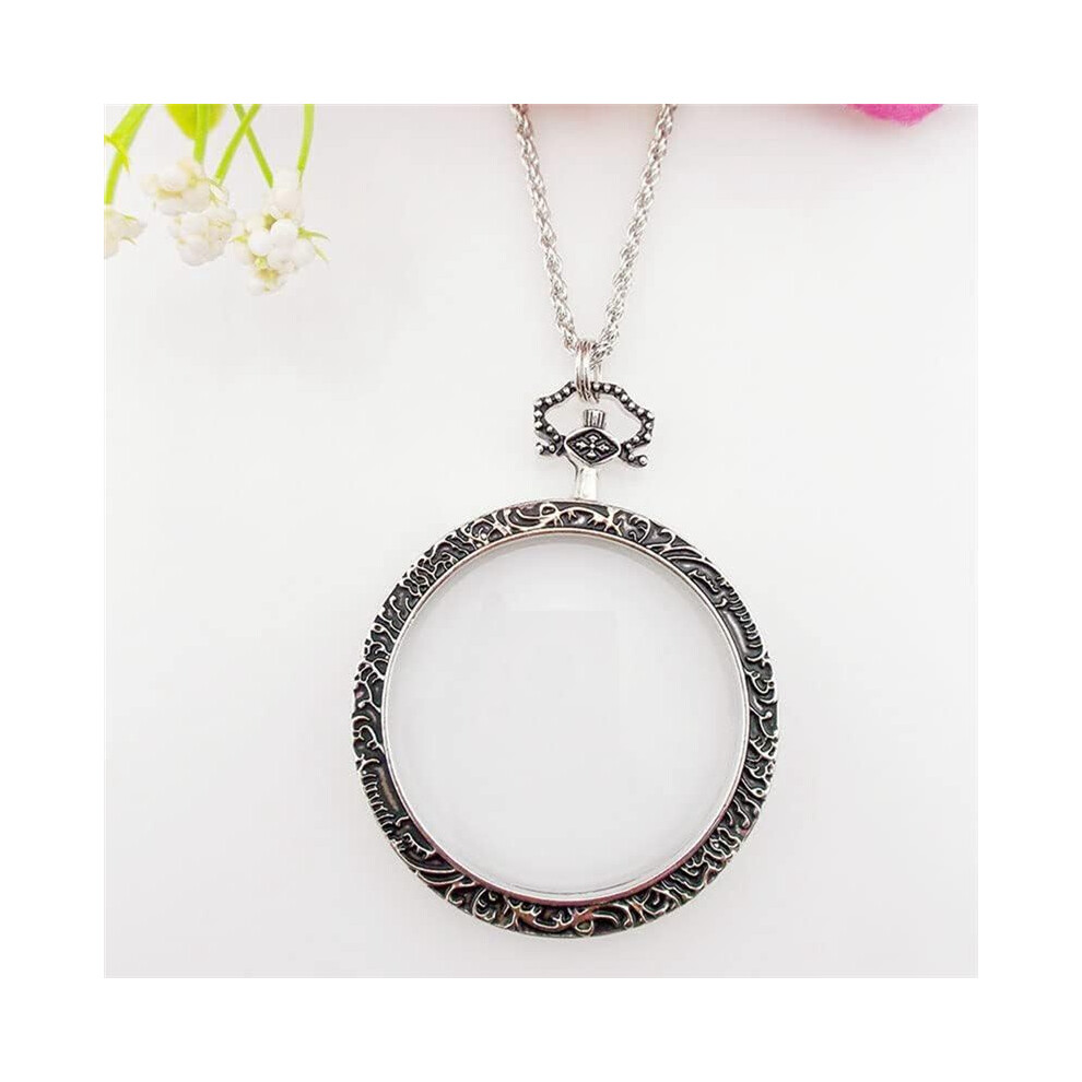 10X Magnifying Glass Necklace Magnifier Necklace Pendant Optical Magnifier with Chain Necklace for Library, Reading