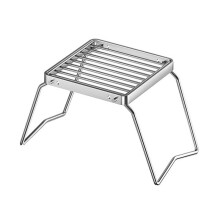 Portable Stainless Steel Stove Set - Folding Pot Rack and BBQ Grill Tray - Camping Cookware with Kettle Bracket