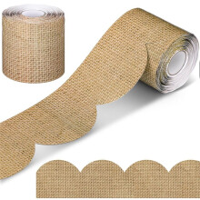 65.6 Feet Burlap Scalloped Bulletin Board Borders Scalloped Rolled Border Trim Decorations for Back to School Classroom