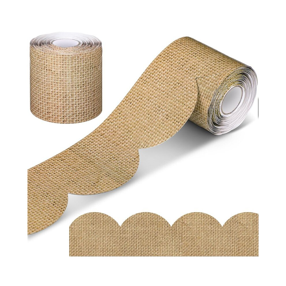 65.6 Feet Burlap Scalloped Bulletin Board Borders Scalloped Rolled Border Trim Decorations For Back To School Classroom 6032564903484