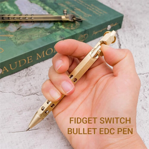 3Pack Bolt Action Pen Set, Hexagonal Solid Brass Pocket Pen with 30 Ballpoint Refills B