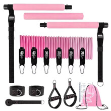 180lb Fitness Weerstandsset Full Body Workout Draagbare TPE Weerstandsband Yoga Pilates Home Gym Fitnessset Roze