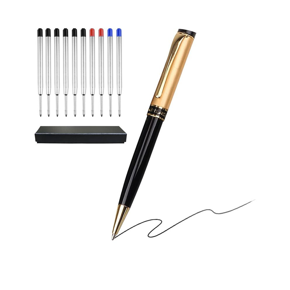 Luxury Metal Ballpoint Pens,Pen Set Medium Point 1.0Mm(10Pc Refills)Fancy Pens,Nice Pens For Journaling,Writing,Office D 6031744877980