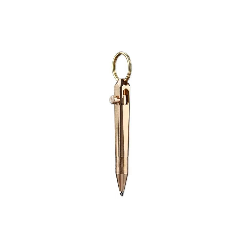 Brass Quick Release Writing Pen Keychain Business Signature Ballpoint Pen Student Office Stationery Brass 6032923125014