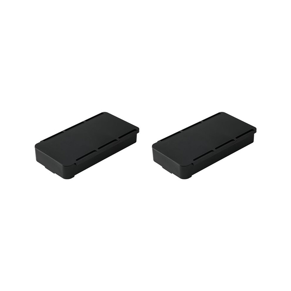 2X Under Desk Drawer Organizer Invisible Storage Box Self-Adhesive Stationary Container Desk Sundry Makeup Holder Black