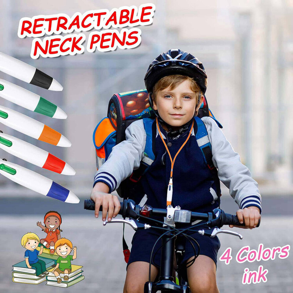 Photos - Other Hand Tools 30 Pcs Retractable Pens Lanyard Neck Pens in A Rope Shuttle Pen 4 Color Ink Ballpoint Pen with Chain for School Home
