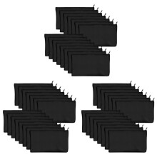 45 Pcs Black Blank Canvas Bag 8.3X4.7in Stationery Storage Zipper Bag DIY Graffiti Pencil Case DIY Gift Bag